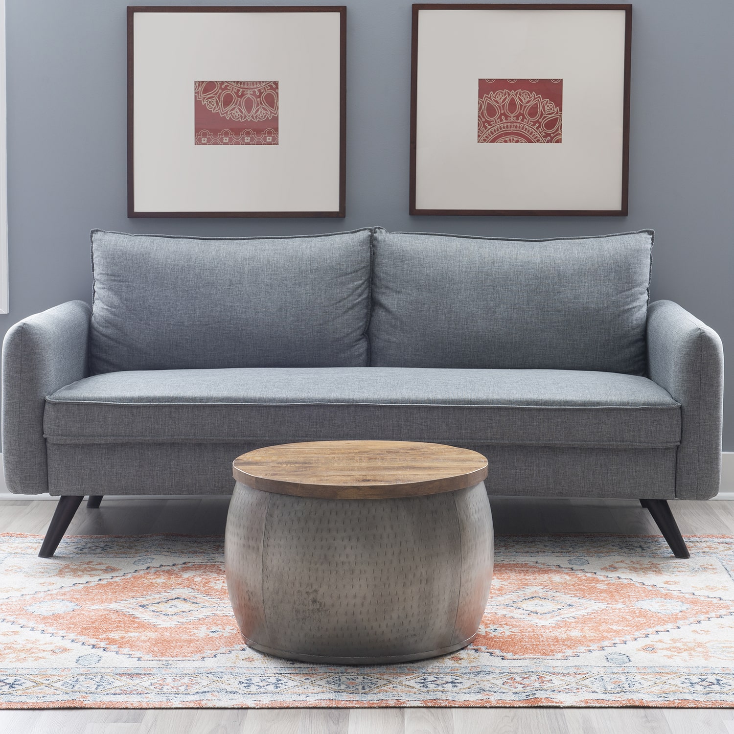 Kirkglen Metal Storage Drum Accent Table