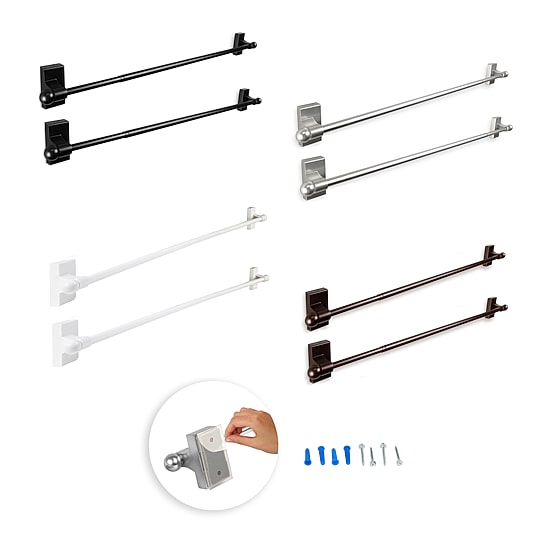 Rod Desyne 2pk Self Adhesive 7/16 IN Adjustable Curtain Rod