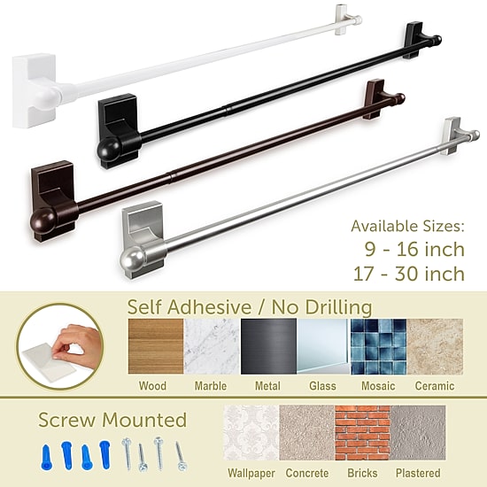 Rod Desyne Self Adhesive 7/16 IN Adjustable Curtain Rod