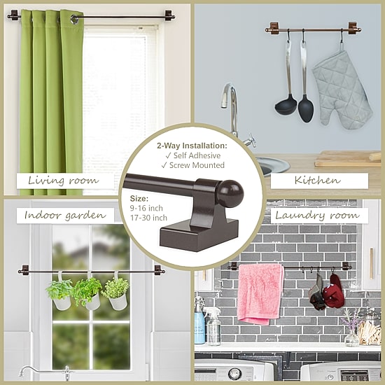 Rod Desyne Self Adhesive 7/16 IN Adjustable Curtain Rod