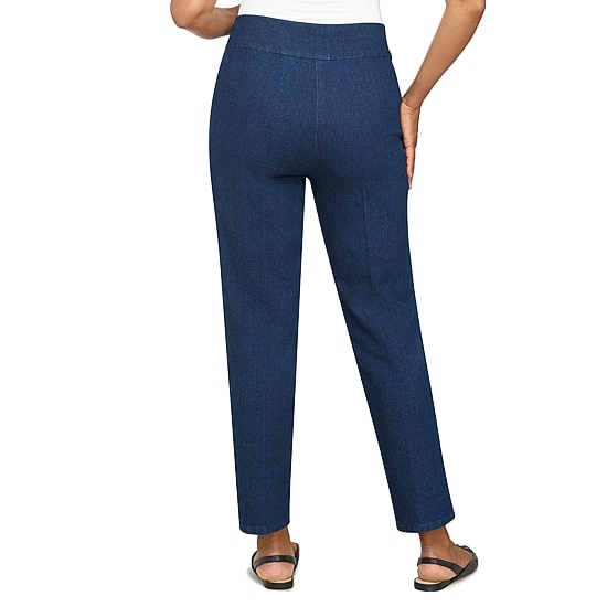 Alfred Dunner Classics Womens Mid Rise Stretch Fabric Straight Leg Jean