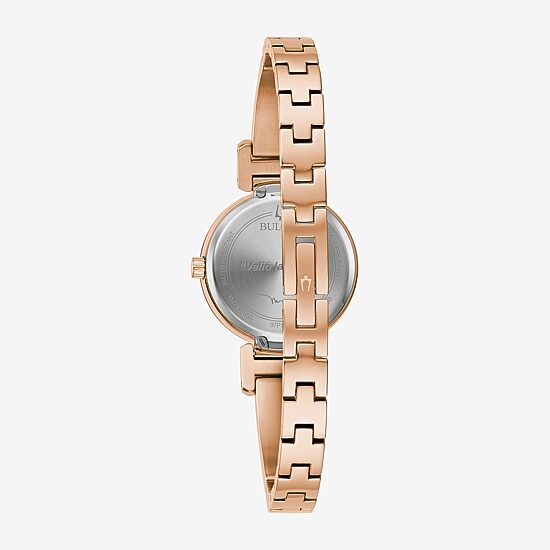 Bulova Marc Anthony Modern Bangle Womens Diamond Accent Rose Goldtone Stainless Steel Bangle Watch 97p163