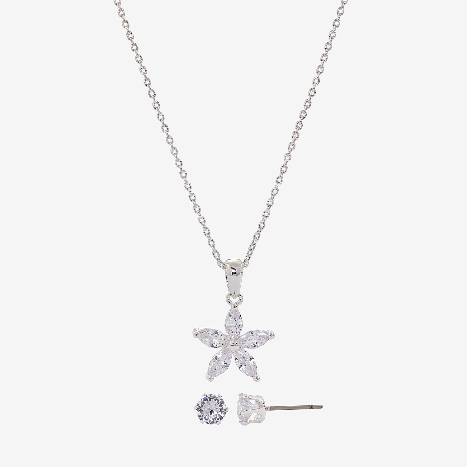 Sparkle Allure Womens Cubic Zirconia Pure Silver Over Brass Star 2-pc. Jewelry Set