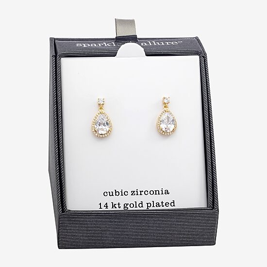 Sparkle Allure Womens Cubic Zirconia Pure Silver Over Brass Pear Drop Earrings