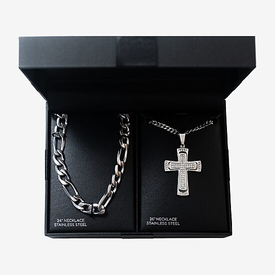 Mens Zirconia Stainless Steel 2-pc. Jewelry Set