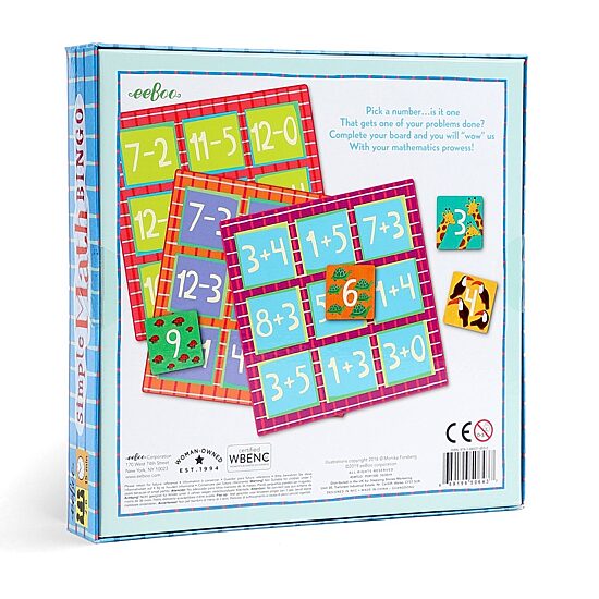 Eeboo Simple Math Bingo Game Ages 5+