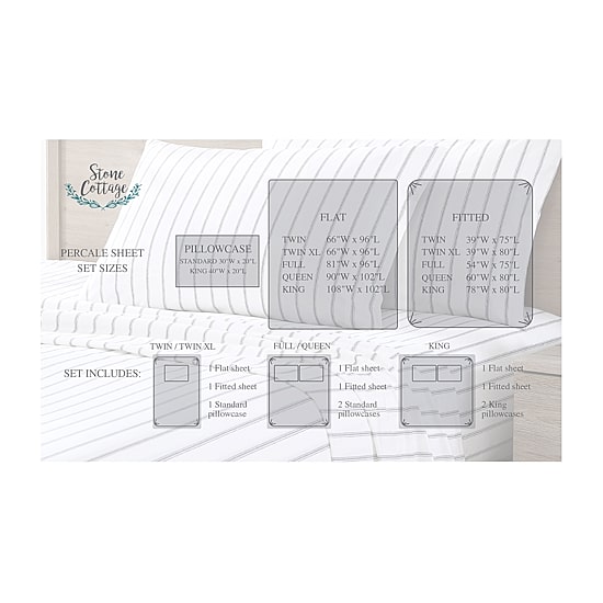 Stone Cottage Cotton Percale Sheet Set