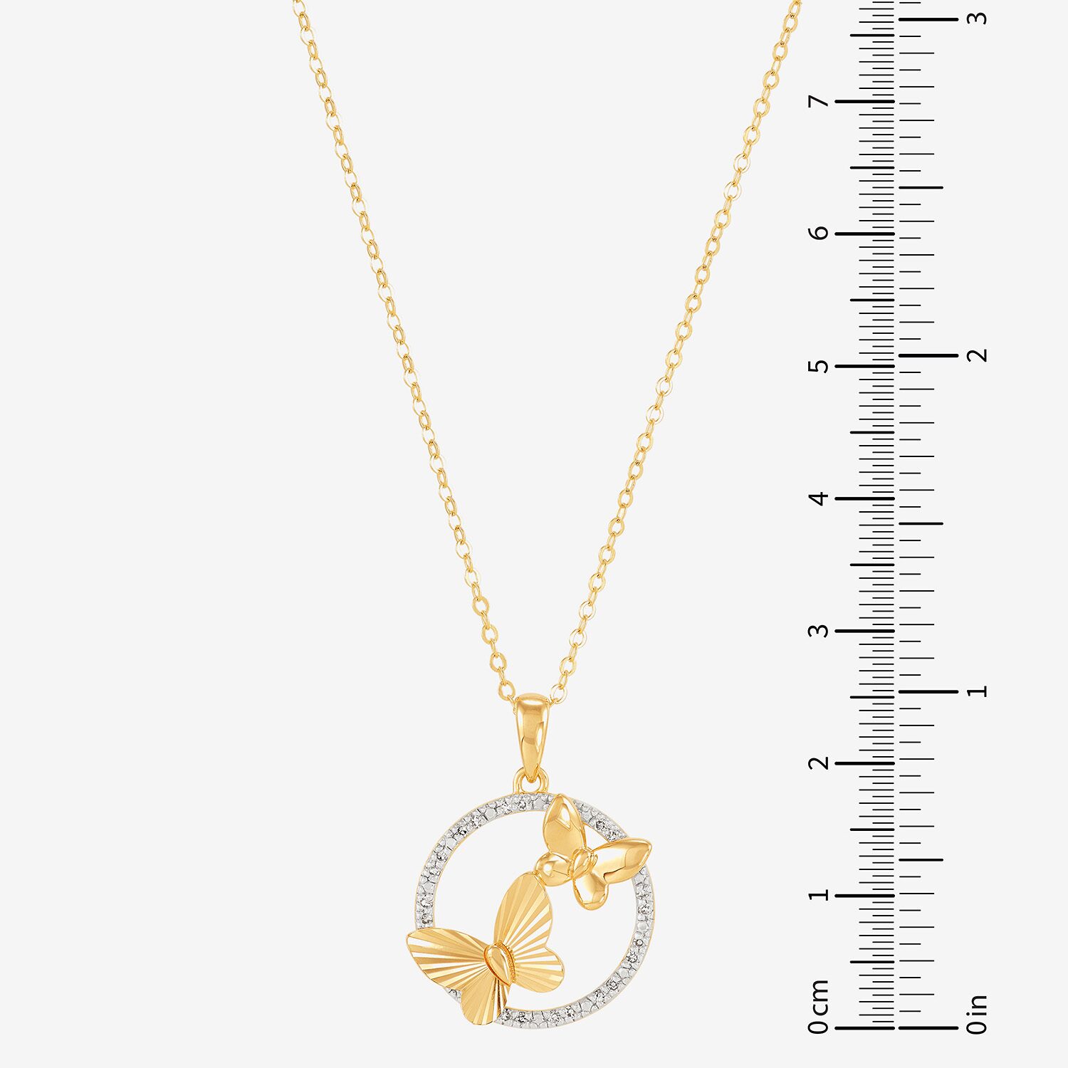 (H-I / Si1-Si2) Womens 1/10 CT. T.W. Lab Grown White Diamond 14K Gold Over Silver Sterling Silver Butterfly 18 Inch Pendant Necklace