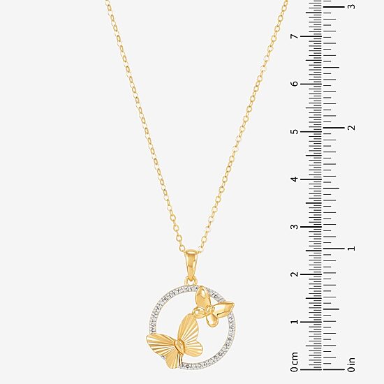 (H-I / Si1-Si2) Womens 1/10 CT. T.W. Lab Grown White Diamond 14K Gold Over Silver Sterling Silver Butterfly 18 Inch Pendant Necklace