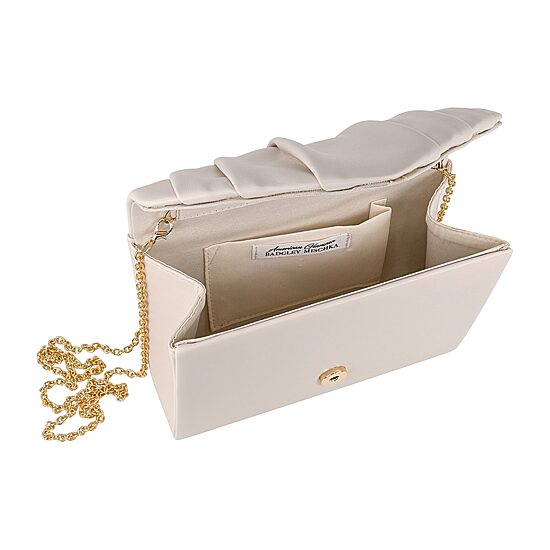 American Glamour Badgley Mischka Soft Pleat V-Flap Vegan Leather Evening Bag