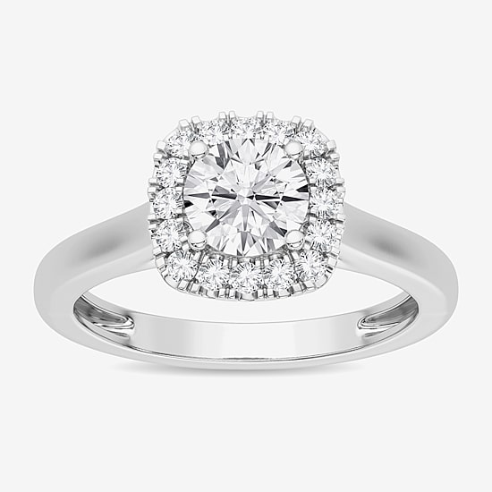 1 CT. T.W. Lab-Grown (G-H / SI1-SI2) Diamond Cushion Halo Engagement Ring in 10K Gold