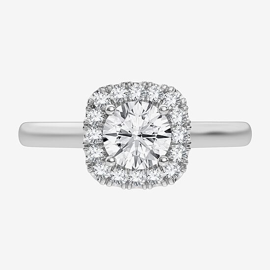 1 CT. T.W. Lab-Grown (G-H / SI1-SI2) Diamond Cushion Halo Engagement Ring in 10K Gold