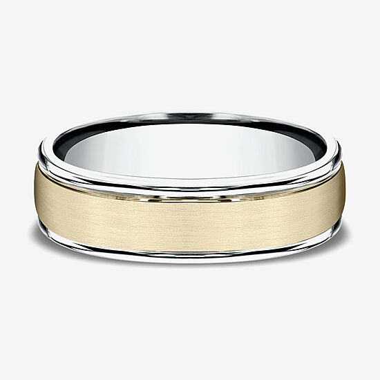 Mens 6MM 10K Two Tone Gold Wedding Band