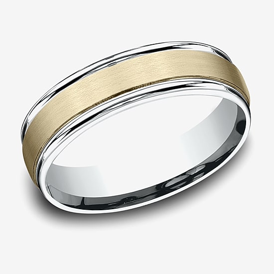 Mens 6MM 10K Two Tone Gold Wedding Band