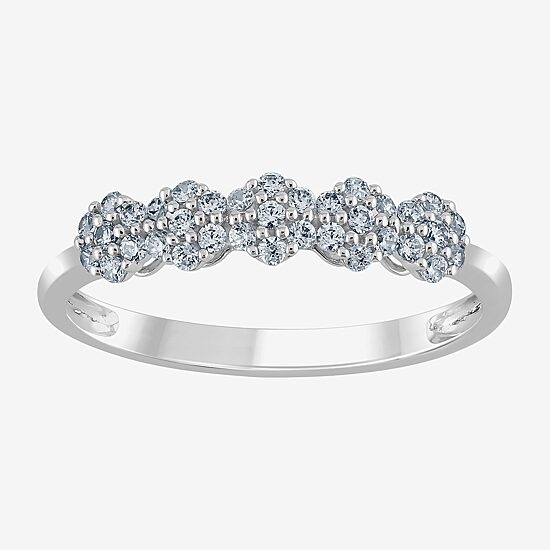 Diamond Blossom (H-I / I1) Womens 2MM 1/4 CT. T.W. Lab Grown White Diamond Sterling Silver Band