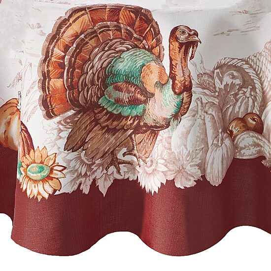 Threadmade Holiday Turkey 70x70 Tablecloth