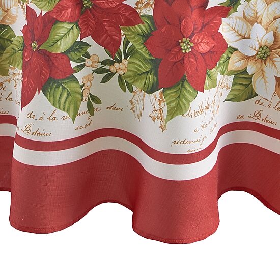 Threadmade Red White Poinsettia 70x70 Tablecloth