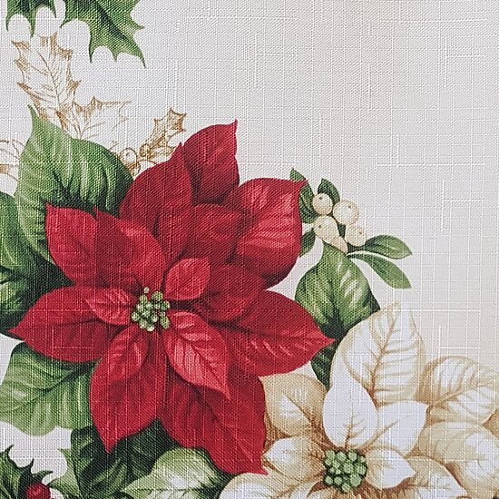 Threadmade Red White Poinsettia 70x70 Tablecloth