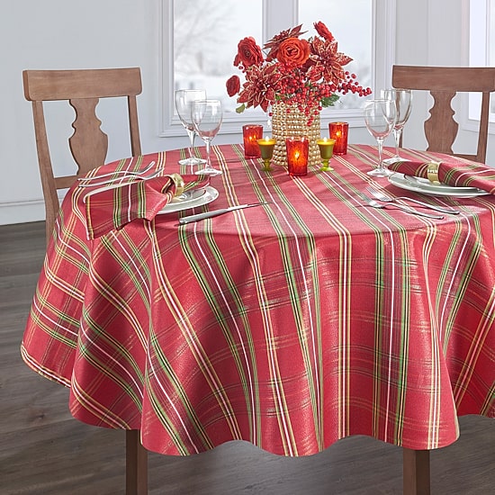 Elrene Home Fashions Shimmering Plaid Tablecloth