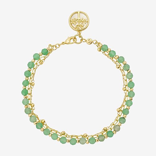 Footnotes Family Tree Charm Multi Strand Womens Green Aventurine 10K Gold Over Brass Strand Bracelet, One Size
