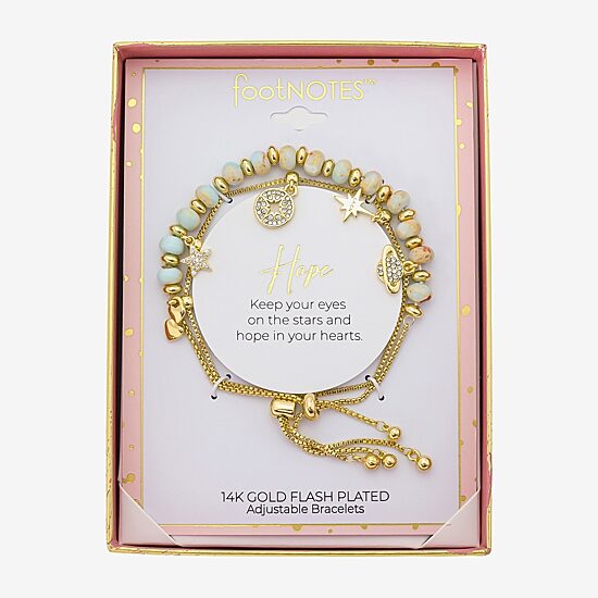 Footnotes Celestial Charm Beaded Womens Multi Color 10K Gold Over Brass Heart Star Bolo Bracelet