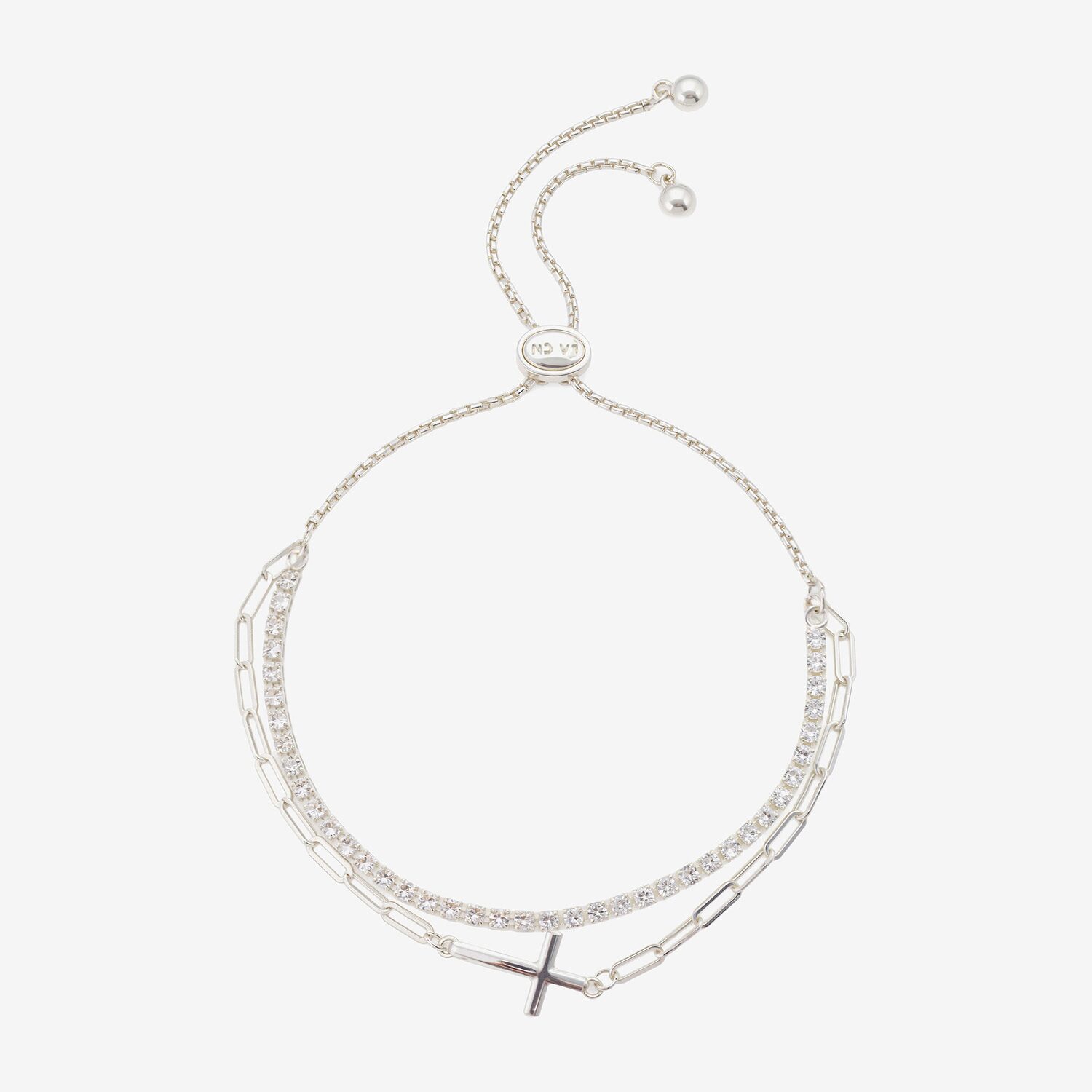 Gratitude & Grace Womens Cubic Zirconia Cross Bolo Bracelet