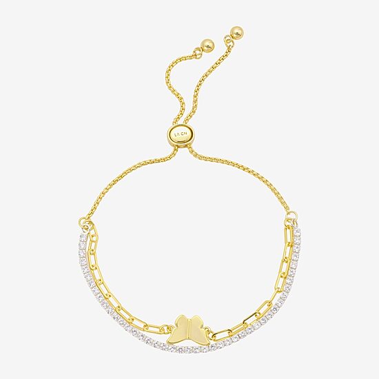 Gratitude & Grace Womens Cubic Zirconia Butterfly Bolo Bracelet