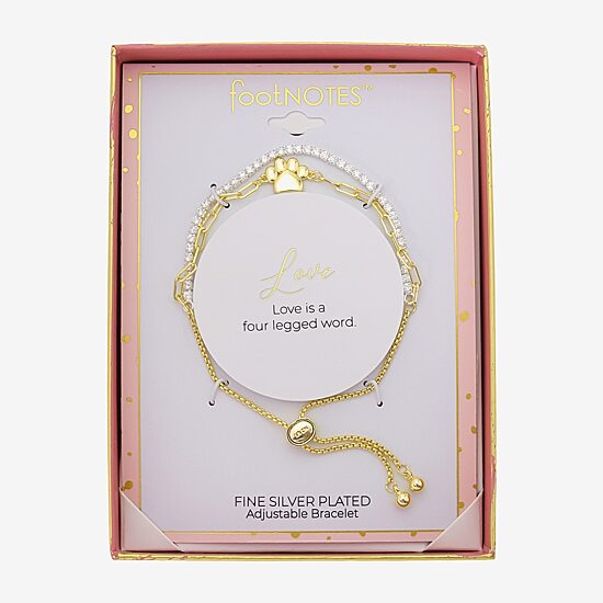 Gratitude & Grace Paw Print Womens Cubic Zirconia Bolo Bracelet