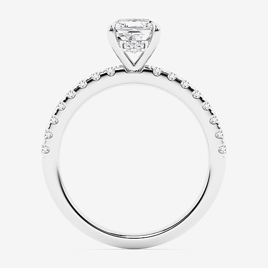 Limited Quantities! (G \ Si1) Womens 1 1/4 CT. T.W. Lab Grown White Diamond 14K Gold Cushion Side Stone Engagement Ring