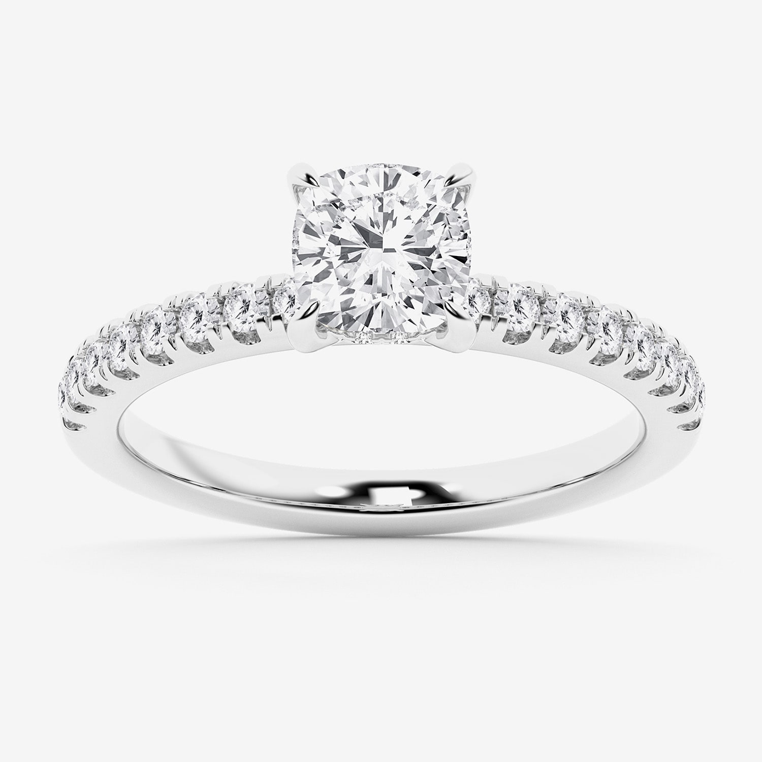 Limited Quantities! (G \ Si1) Womens 1 1/4 CT. T.W. Lab Grown White Diamond 14K Gold Cushion Side Stone Engagement Ring
