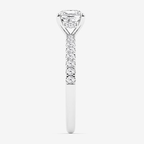 Limited Quantities! (G \ Si1) Womens 1 1/4 CT. T.W. Lab Grown White Diamond 14K Gold Cushion Side Stone Engagement Ring