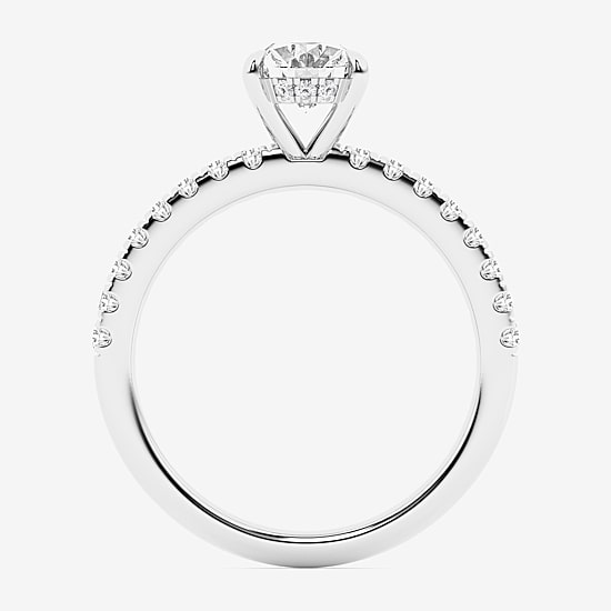 Limited Quantities! (G \ Si1) Womens 1 1/4 CT. T.W. Lab Grown White Diamond 14K Gold Oval Side Stone Engagement Ring