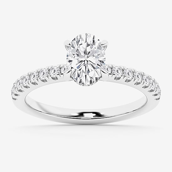 Limited Quantities! (G \ Si1) Womens 1 1/4 CT. T.W. Lab Grown White Diamond 14K Gold Oval Side Stone Engagement Ring
