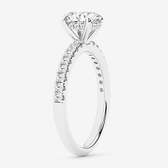 Limited Quantities! (G \ Si1) Womens 1 1/4 CT. T.W. Lab Grown White Diamond 14K Gold Oval Side Stone Engagement Ring