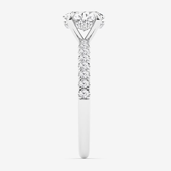 Limited Quantities! (G \ Si1) Womens 1 1/4 CT. T.W. Lab Grown White Diamond 14K Gold Oval Side Stone Engagement Ring