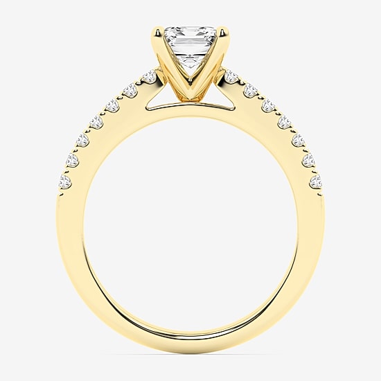 Limited Quantities! (G \ Vs1-Vs2) Womens 1 1/2 CT. T.W. Lab Grown White Diamond 14K Gold Side Stone Engagement Ring