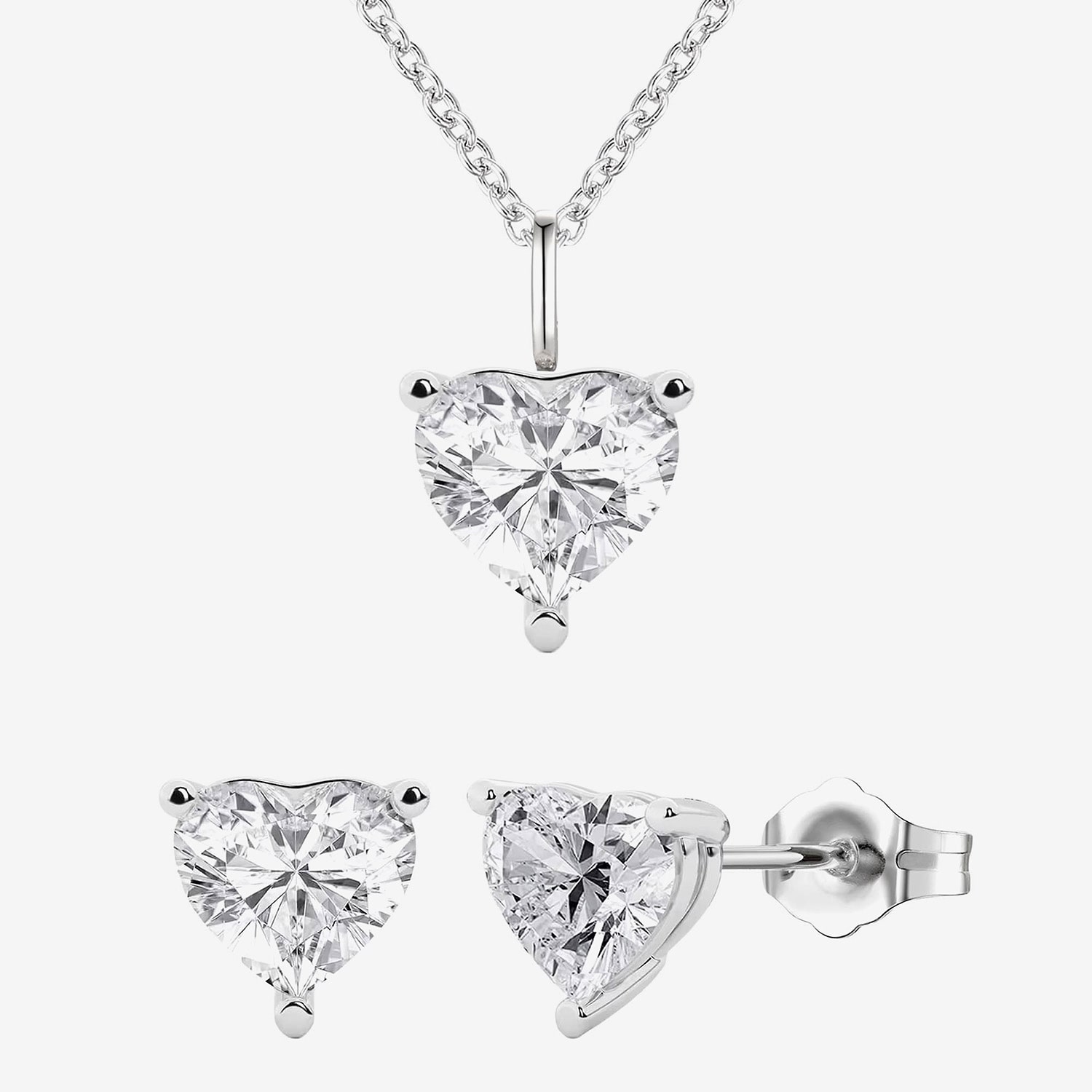 Womens Lab Created White Sapphire Sterling Silver Heart 2-pc. Jewelry Set
