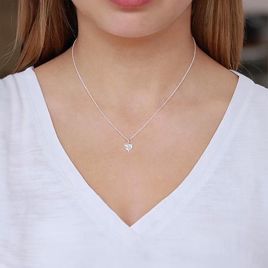 Womens Lab Created White Sapphire Sterling Silver Heart 2-pc. Jewelry Set
