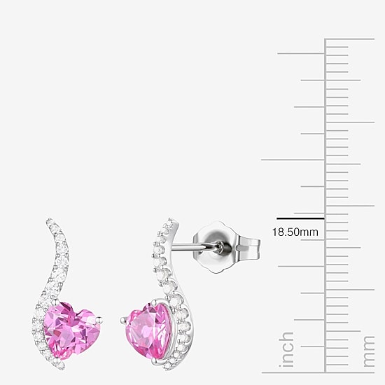 Womens Lab Created Pink Sapphire Sterling Silver Heart 3-pc. Jewelry Set