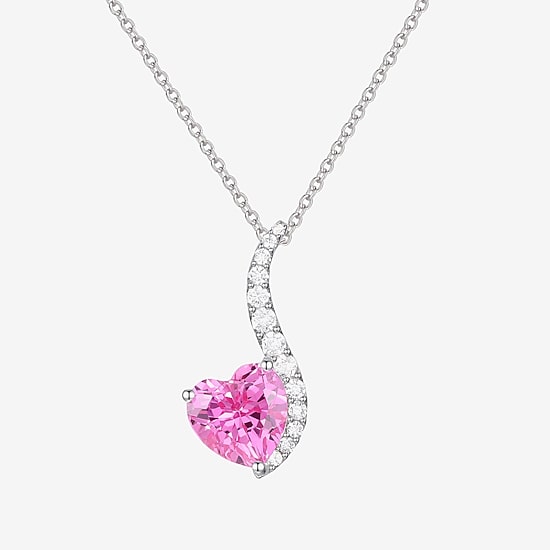 Womens Lab Created Pink Sapphire Sterling Silver Heart 3-pc. Jewelry Set