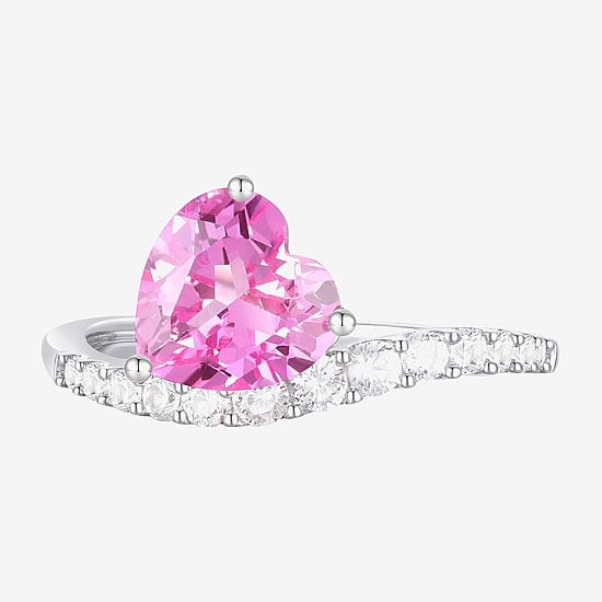 Womens Lab Created Pink Sapphire Sterling Silver Heart 3-pc. Jewelry Set