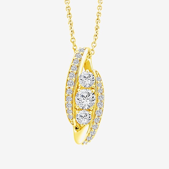 (F / Si2) Womens 1 CT. T.W. Lab Grown White Diamond 10K Gold 18 Inch Pendant Necklace
