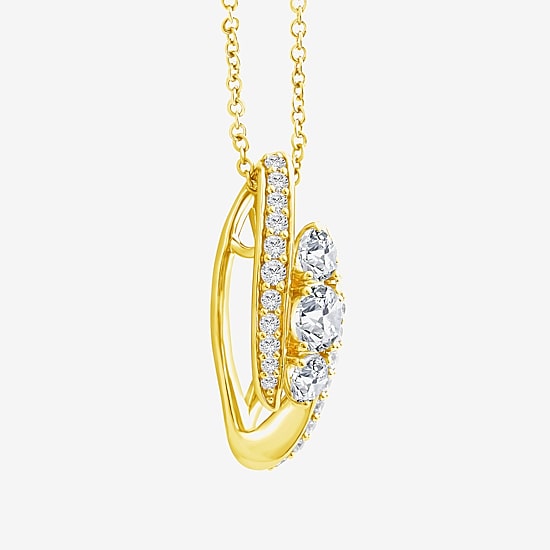 (F / Si2) Womens 1 CT. T.W. Lab Grown White Diamond 10K Gold 18 Inch Pendant Necklace