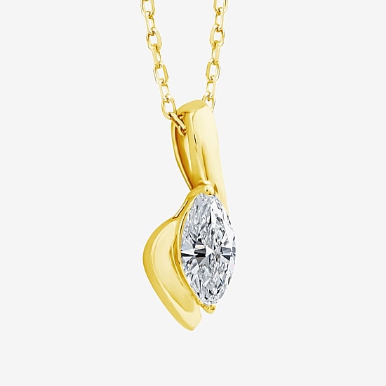 ( F/SI1 ) 3/8 CT. T.W. Lab-Grown Diamond 14K Gold Over Silver 18 Inch Marquise Pendant Necklace