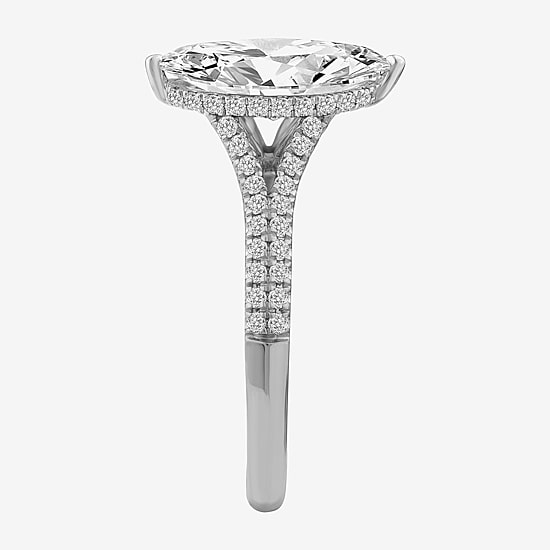 (F, Vs2) Womens 2 3/8 Ct. T.W. Lab Grown White Diamond 10K Gold Marquise Side Stone Engagement Ring