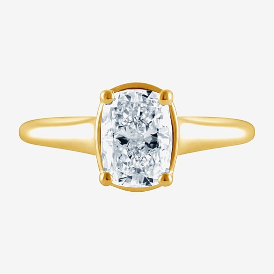 Bridal Addiction (F / Vs2) Womens 1 1/2 CT. T.W. Lab Grown White Diamond 10K Gold Cushion Solitaire Engagement Ring