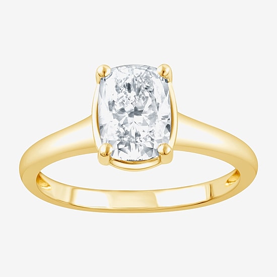 Bridal Addiction (F / Vs2) Womens 1 1/2 CT. T.W. Lab Grown White Diamond 10K Gold Cushion Solitaire Engagement Ring