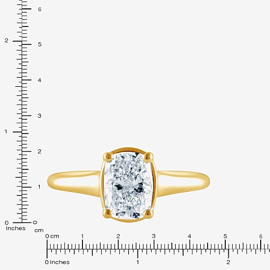 Bridal Addiction (F / Vs2) Womens 1 1/2 CT. T.W. Lab Grown White Diamond 10K Gold Cushion Solitaire Engagement Ring