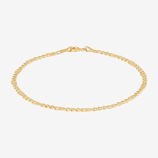 Made in Italy Womens 14K Gold 7.5 Inch Semisolid Figaro Chain Bracelet