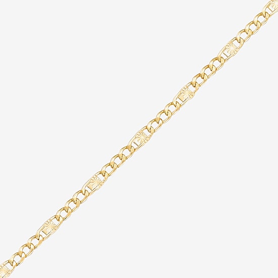 Made in Italy Womens 14K Gold 7.5 Inch Semisolid Figaro Chain Bracelet